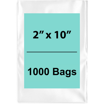 2X10 inches Clear Flat Poly Bags 1.5Mil Open Top (LDPE)
